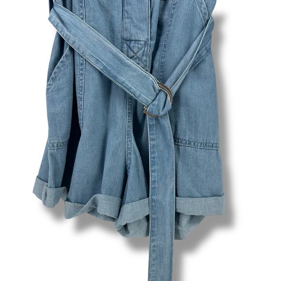 Gianni Bini Charlie Denim Button Down Long Sleeve Jean Romper Womens Size 2 - Picture 4 of 9